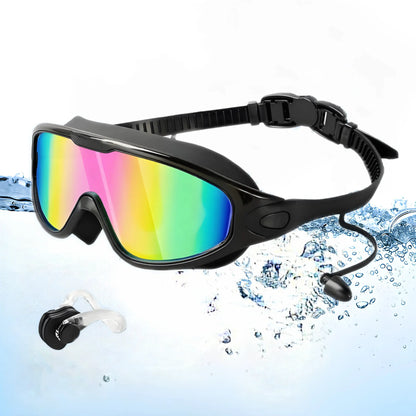 2 Pack Swim Goggles for Adults & Kids, Wide Frame Silicone Swimming Accessories with Anti-Fog UV Protection, Waterproof Anti-Leak Design, Goggles Swimming, Adult/Kids, Underwater Swim Sports Eyewear, Water Safety Sports Eyewear