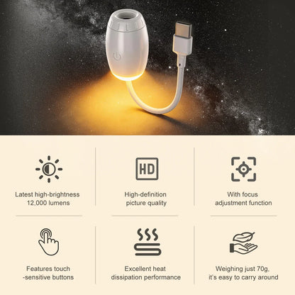 2-In-1 Multi-Slide USB Projector Light Starry Night Light Adjustable Focus & Brightness Atmosphere Light Bedroom Car Decor Gift